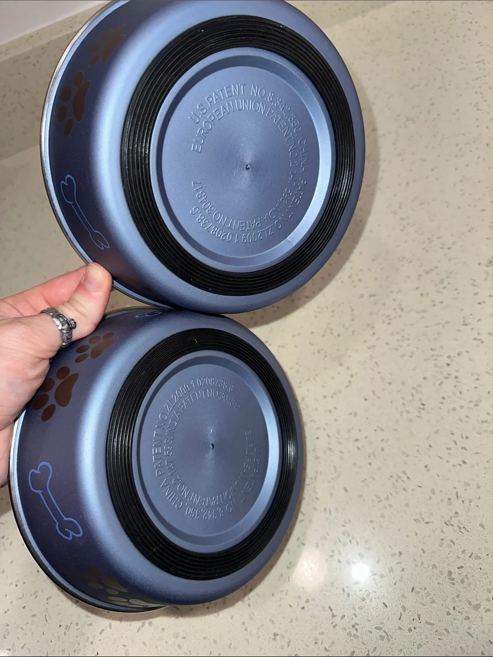 FREE W/ BUNDLE! Bella Stainless Steel Dog Bowls with Paw & Bone Design - Blue